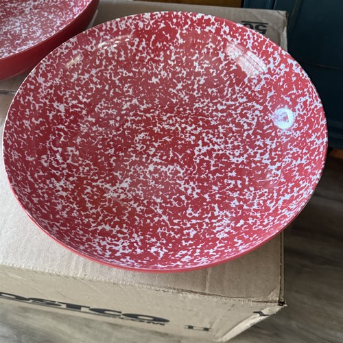 Pier 1 Melamine Bowl Serving Bowl Red Set Of 2 Spongewear Speckle - Picture 2 of 7