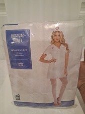 Amscan Hospital Honey Nurse Costume Adult Large 10-12 Halloween Dress Hat NIB
