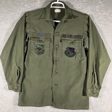 VTG 50s Air Force Utility Shirt OG-107 Mens 15.5x33 Korean War Sateen Cotton