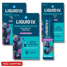 Liquid I.V Concord Grape Hydration Multiplier Powder Electrolyte Drink Mix, 3 Pk