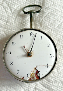 Montre De Poche Ancienne Pamson - Boîtier Double (Pair Case) Argent Massif - Remontage Clé à Fusée - Occasion Fonctionnelle