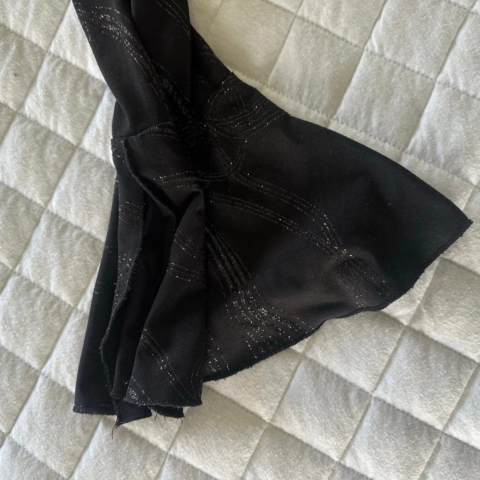 Top vintage DECAF para mujer XL negro metálico manga campana bruja vampiro hada grunge Foto 3 de 4