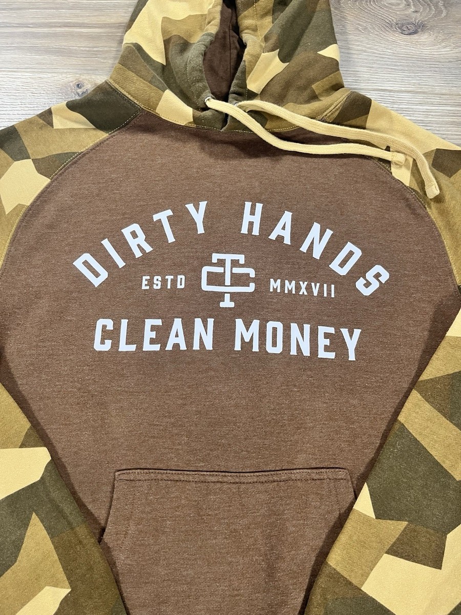 Troll Co Dirty Hands Clean Money Hoodie Brown w/Camo Sleeves/Hoodie Size Medium View 2