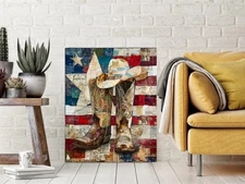 16x20 American Boots Canvas Print Wall Art