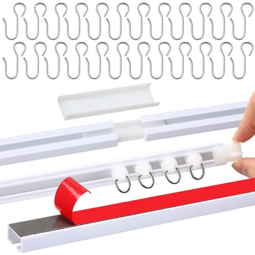 20 FT/240 IN Self Adhesive Ceiling Curtain Track Rail No Drill Rod Screws or ...