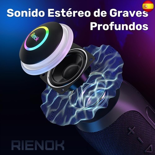 RIENOK S4 Altavoz Bluetooth Portátil Bluetooth 5.3 Potente Impermeable IPX7 - Imagen 2 de 9