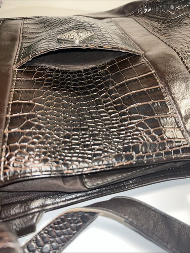 Borsa tote Coldwater Creek Julianna marrone in pelle di coccodrillo goffrata con zip - Foto 8 di 13