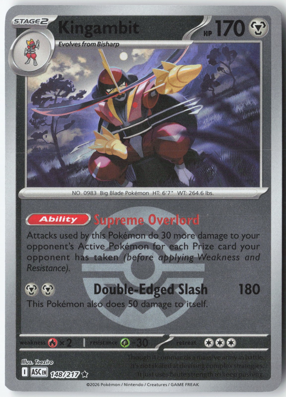 Kingambit (Quick Ball) Rare ME: Ascended Heroes 148/217 NM Reverse Holo