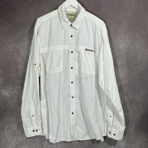 Gander Mountain Fishing Shirt Mens XLT White Tech UV Sun Protect Long Sleeve - 第 1/14 張圖片