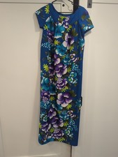 Vtg 70s Penneys MuMu Hawaiian Hibiscus Tiki Oasis Aloha Hawaii Dress Sz 10 Med.