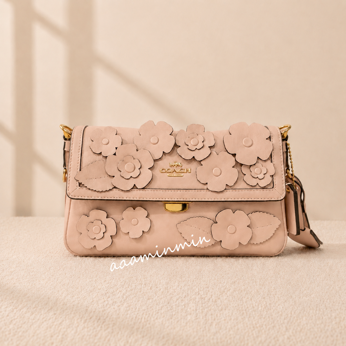 NWT Coach Etta Small Flap Shoulder Bag With Floral Applique CDY43