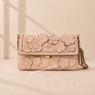 NWT Coach Etta Small Flap Shoulder Bag With Floral Applique CDY43