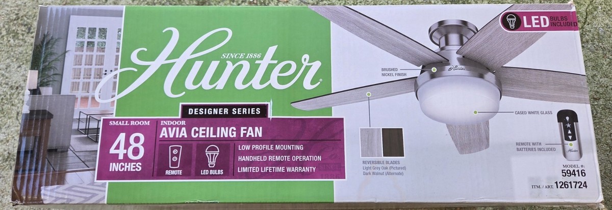 のり　a Hunter Fan Company 59416 Avia Ceiling Fan, 48, Brushed Nickel