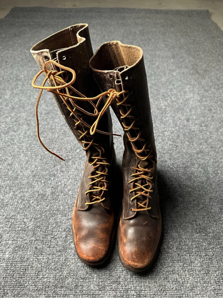 Женские кожаные коричневые сапоги для верховой езды на шнуровке сделаны в США 1960-1970-е годы, размер США 9 - Изображение 4 из 4