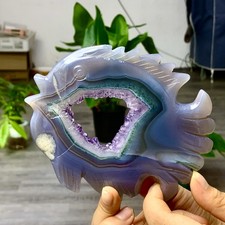 239G Ágata Amatista Natural Tallado a Mano Pez Cristal Espécimen