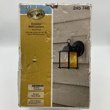 Hampton Bay Exterior Coach Black Lantern With Beveled Glass NIB Damaged Box