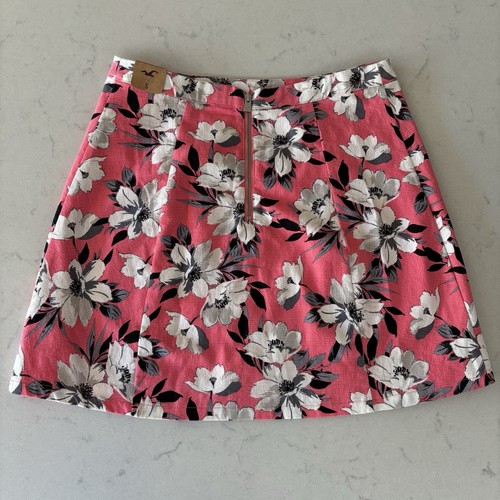 Hollister Pink Skirt White Floral Print Short A Line Skirt Size Small BNWT - Picture 4 of 8