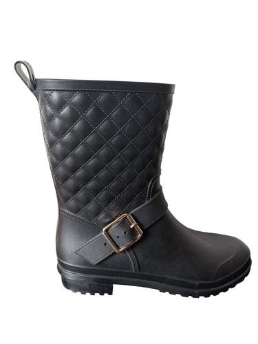 Capelli New York schwarze Damen-Regenstiefel Größe 6 goldene Schnalle - Bild 4 von 10