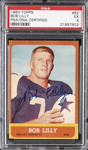 1963 TOPPS #82 BOB LILLY ROOKIE RC PSA 5 DNA AUTO