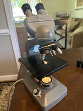 Vintage Olympus KHC Microscope 5 Objectives Working Light Japan Extras