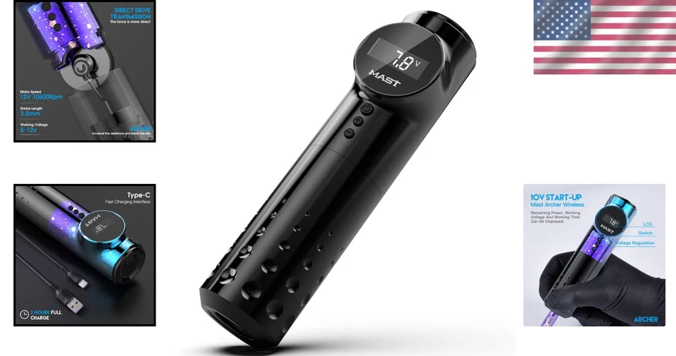 Máquina de tatuaje inalámbrica Mast Archer Foto 2 de 4