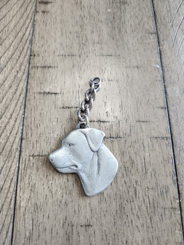 I Love My Rottweiler Head Dog Harris Fine Pewter Pendant USA Made 1982 Vintage