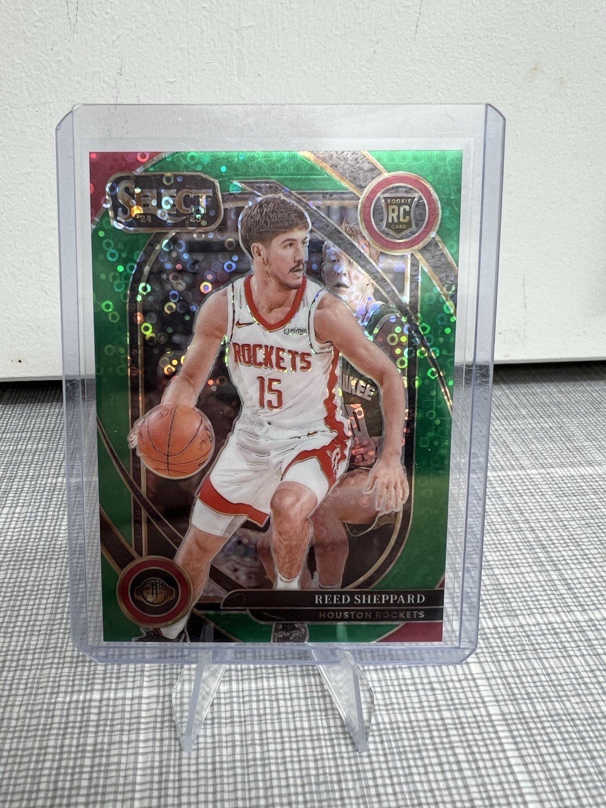 2024-25 Panini Select Courtside Reed Sheppard #299 Green Disco Prizm #5/5 (RC)