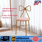 Makeup Vanity Girl Chair Stool With Bow Knot Backrest Soft Cushion For Bedroom