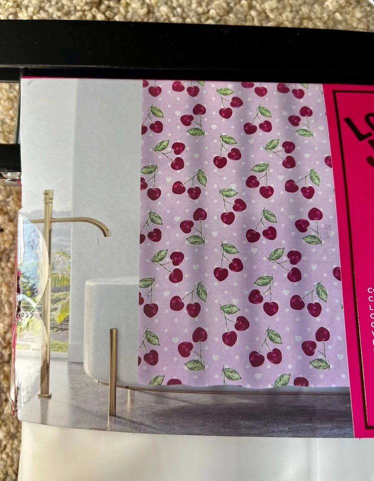 JUEGO DE 14 CORTINAS DE DUCHA JUICY COUTURE 72 X 72 CEREZAS CORTINA DE DUCHA NUEVO Foto 2 de 3