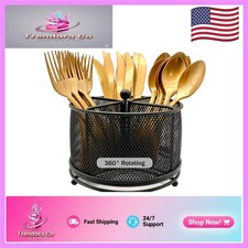Space-Saving 360 Rotating Utensil Organizer - 4 Compartment Cutlery Storage
