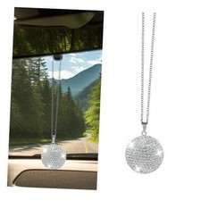 Bling Crystal Ball Car Rearview Mirror Pendant- Lucky Rhinestone White Ball
