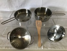 Melissa  Doug Pots  Pans 5 Piece Stainless Steel Kids Cooking Play Set