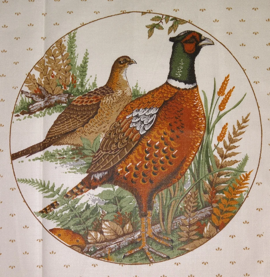 #1- Cranston~"Game Birds~Picture Patch Circles"~"Pheasants"~Cotton Fabric Panel - Image 2 of 2