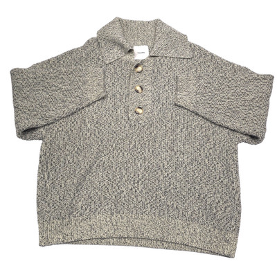 Nanushka Oversized Delier Polo Sweater Mens XL Wool Cashmere Moon & Black