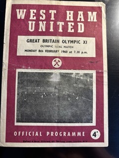 West Ham v Great Britain Olympic X1 08/02/60 Upton Park. Bobby Moore Played.