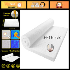 32"x24"x1" Fireproof Ceramic Fiber Blanket - High-Temp Insulation for Ovens, Sto