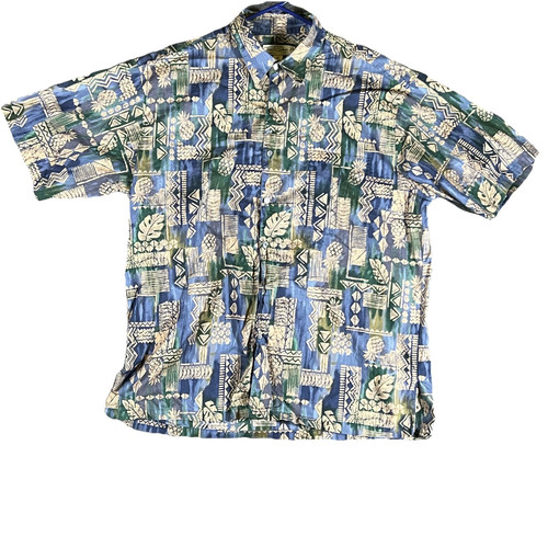 Tori Richard blau/grün Hawaii Tropical Hemd 100% Baumwolle Rasen Herren Größe XL - Bild 1 von 5