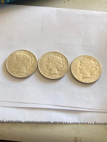 Lot of 3 Peace Silver Dollars BU/ AU Very Nice Coins! Fast Shipping!