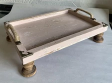 Upcycled Rustic Light Pink Farmhouse-Style Decorative Wood Tray