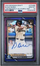 2024 Bowman Draft Blake Burke Autograph Purple Refractor 136/250 PSA 10🔥🔥🔥