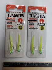 Lot of 2 Packs VMC Pro Tungsten Probe Jig 1/32 oz #10 Chartreuse Ice Fishing