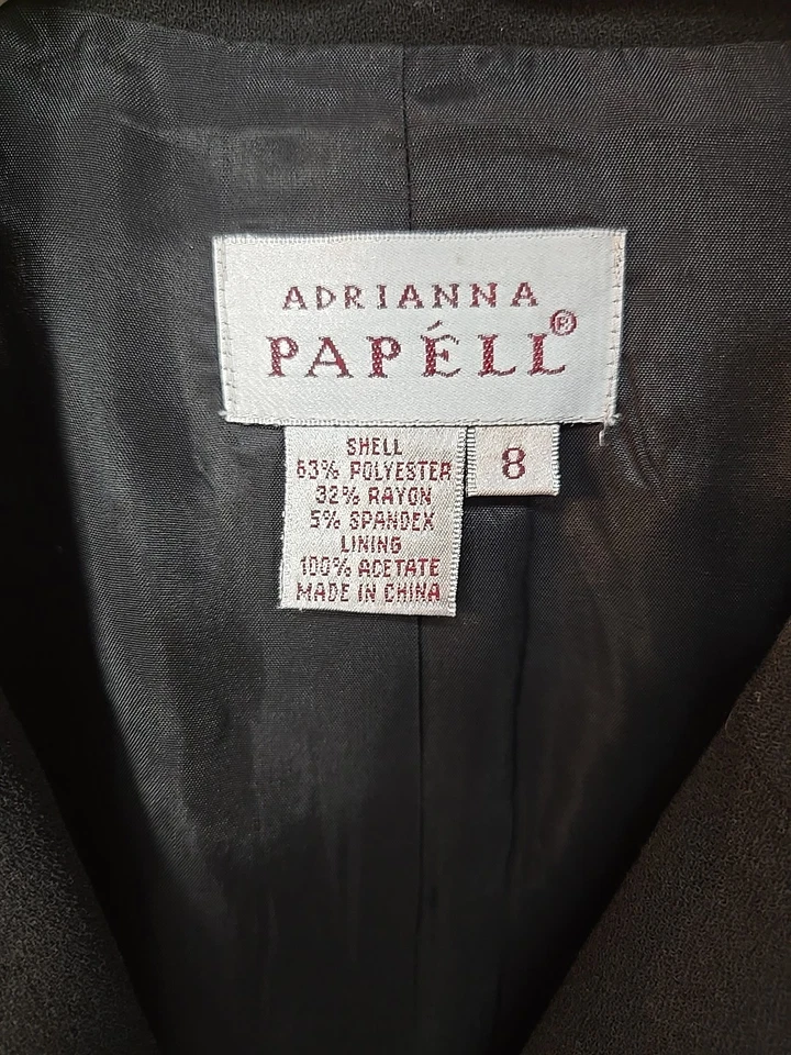 Blazer forrado negro con un botón talla 8 Adrianna Papell para mujer nuevo con etiquetas $160 Foto 3 de 4
