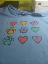 Life Is Good Hearts and Paws Tic Tac Toe Womans Crusher Tee Sz XL