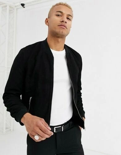 VETEMENTS Giubbotto Bomber Pelle Uomo Pura Vera Morbida Pelle Scamosciata Cappotto