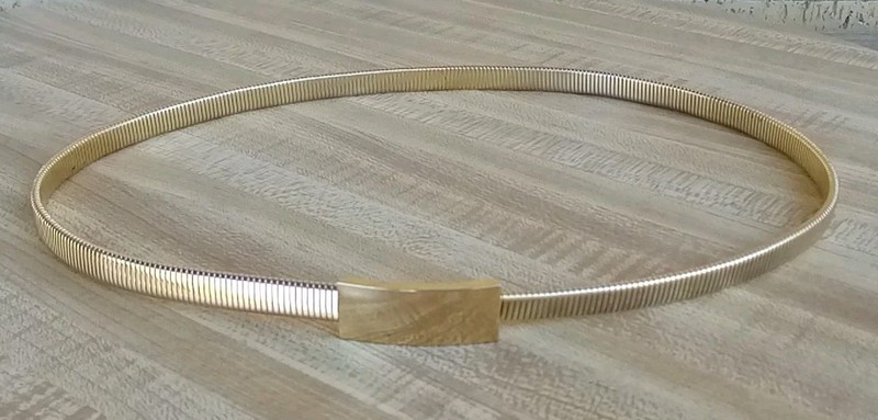 Vintage Gold Tone Snake Stretch Belt Size Small