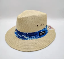 Vintage Original Panama Jack Blue Tropical Band Fedora Hat Size Medium NWT