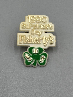 Vintage 1990 St. Patrick's Day Flaherty's Plastic Lapel Pin