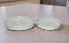 CorningWare F-3-B 10" 24cm- F-8-B 8.5" Quiche Tart Baking Dishes White USA Lot 2