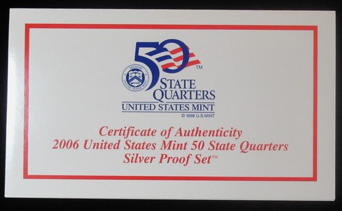 2006 US Mint Silver Proof Set 5 Coin Quarters CoA in Original Box - Picture 3 of 5