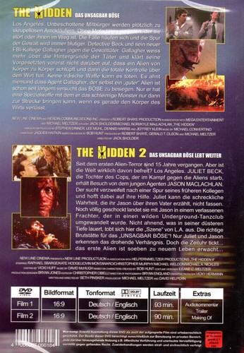 The Hidden 1 & 2 - Double Feature, uncut, DVD, new - Picture 2 of 2